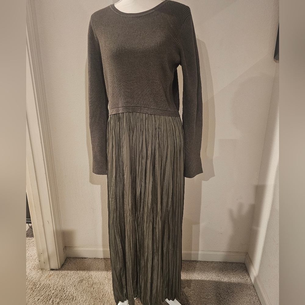 Elegant Olive Green Long Dress